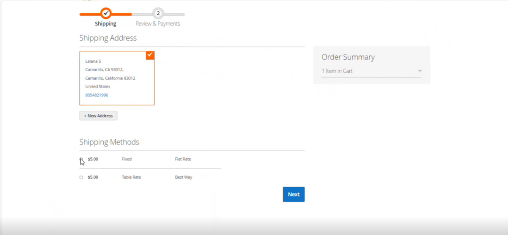 Shipping Method process